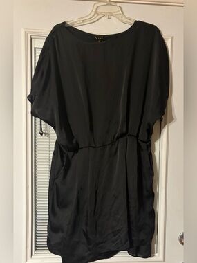 Black Dolman Sleeve Tunic Dress with Elastic Waist